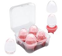 Egg Shaped Ice Mold - Silicone, 1.81x2.4in Whiskey Tray Non-Stick | 4-Piece Portable Mold, Food Grade Perfect For Cocktails, Whiskey, Soda, Juice, Lemonade