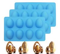 Egg Shaped Silicone Molds for Baking-Silicone Egg Shaped Molds 24 Cavity Easter oven safe baking DIY Baking Supplies for Chocolate, Cake, Jello, Candy Making (Blue)