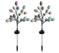 Egg Shaped Solar Lights, 2 Pack Led Garden Pathway Stakes, Interactive Water Resistant Outdoor Easter Egg Lights for Yard, Lawn, Holiday Decoration 16.54x4.72x5.12 Inches