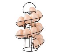 Egg Skelter - Distributore di lusso moderno a spirale - Supporto per uova di gallina in filo di ferro da stiro per bancone da cucina, colore: nero