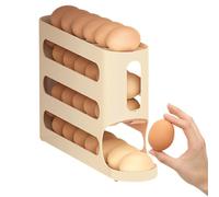 Egg Storage Box, 4 Layers 32.5x7x18cm Rolling Egg Holder Four-Layers Automatic Eggs Rack, Space-Saving Eggs Organizer Large Capacity Food Grade Srotage Dispenser For Refrigerator & Kitchen