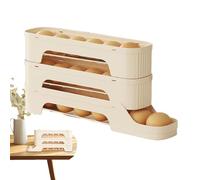 Egg Storage Roller Tray for Fridge - Convenient Rolling Dispenser for Fresh Eggs | Clear BPA Free with Feed Mechanism, Stackable Refrigerator Organizer for Home Use