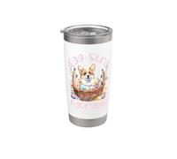 Egg-stra Adorabile Carino Corgi Floreale Pasqua Basket Corgi Bicchiere termico in acciaio inox doppia parete