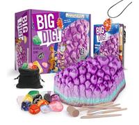 Eggbox Jumbo Kit di scavo di minerali e cristalli per bambini 12 pietre preziose autentiche(ametista, quarzo rosa e agata), giocattolo per l'estrazione di pietre preziose per bambini dai 6 ai 12 anni