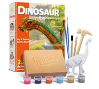 EGGBOX Kit di scavo di scheletro di dinosauro per bambini, set 2 in 1 di scavo e pittura di Brachiosaurus, giocattolo di dinosauro per bambini, esperimenti di paleontologia e fossili