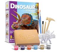 EGGBOX Kit di scavo di scheletro di dinosauro per bambini, set 2 in 1 di scavo e pittura di Teratops, giocattolo di dinosauro per bambini, esperimenti di paleontologia e fossili