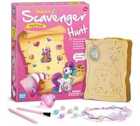 Eggbox Kit di scavo per pietre preziose della caccia al tesoro dell'unicorno, Scavare e cercare tesori Unicorn Toys per bambini, collana, anello e braccialetto di gemme fai da te
