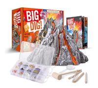 Eggbox Vulcano, set di pietre preziose per bambini, 12 veri minerali inclusi pirite, ametista, martello, scalpello, lente d'ingrandimento, scatola portaoggetti, geologia archeologica, giocattolo