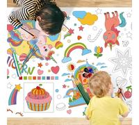 eggigi Tovaglia con unicorno, 183 x 76 cm, poster da colorare, decorazioni giganti per feste per casa, giochi, pareti, riunioni, tovaglia di compleanno in carta