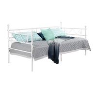 EGGREE Letti Singolo Divano Letto Metallo Divanetto strutture e Basi 90x190cm Bianco