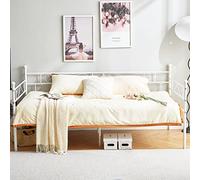 EGGREE Letti Singolo Divano Letto Metallo Divanetto strutture e Basi 90x200cm Bianco