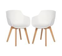EGGREE Set di 2 Poltrona Moderno Design Sedie Cucina Scandinavo in Legno Faggio Bianche