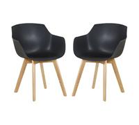 EGGREE Set di 2 Poltrona Moderno Design Sedie Cucina Scandinavo in Legno Faggio Nero