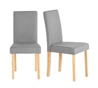 EGGREE Set di 2 Sedie da Pranzo in Tessuto Lino Grigio, Design Moderno, con Gambe in Legno per Sala da Pranzo e Cucina