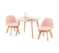 EGGREE Set di 2 Sedie per Bambini con Gambe in Legno, Sedia Piccola in PP+PU con Schienale per Cameretta per Bambini, Sedia da scrivania per Bambini,rosa