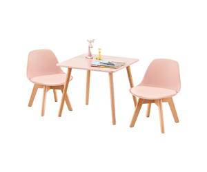 EGGREE Set di 2 Sedie per Bambini con Gambe in Legno, Sedia Piccola in PP+PU con Schienale per Cameretta per Bambini, Sedia da scrivania per Bambini,rosa