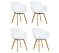 EGGREE Set di 4 Poltrona Moderno Design Sedie Cucina Scandinavo in Legno Faggio Bianche