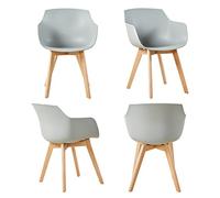 EGGREE Set di 4 Poltrona Moderno Design Sedie Cucina Scandinavo in Legno Faggio Grigio