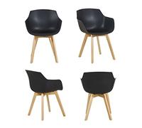 EGGREE Set di 4 Poltrona Moderno Design Sedie Cucina Scandinavo in Legno Faggio Nero