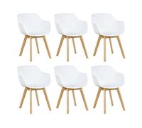 EGGREE Set di 6 Poltrona Moderno Design Sedie Cucina Scandinavo in Legno Faggio Bianche