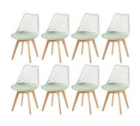 EGGREE Set di 8 Sedie da Pranzo Scavate Scandinave, SGS Testate, Cucina Ammortizzate E Retrò, Vuota Sedie da Ufficio, Gambe in Faggio Massiccio - Gelato Verde