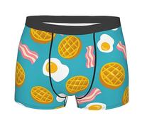 Eggs, Waffle And Bacon Boxer da Uomo Senza Etichetta Boxer Resistente Mutande per Uomini Sportivi L'Uso Quotidiano M