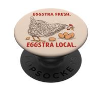 Eggstra Fresh Local Funny Chicken Graphic per gli appassionati di Coop PopSockets PopGrip Adesivo