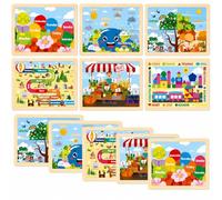 EggSun - Puzzle in legno per bambini, 6 confezioni da 24 pezzi in legno a forma di numeri per bambini, puzzle educativi prescolari, regali per ragazzi e ragazze 2, 3, 4