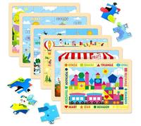 EggSun - Puzzle in legno per bambini, 6 confezioni da 24 pezzi in legno a forma di numeri per bambini, puzzle educativi prescolari, regali per ragazzi e ragazze 2, 3, 4