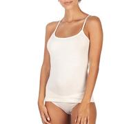 EGI Canotta Donna Lana e Seta 85%/15% Elegante con Bordino Raso Bianca o Nera Made in Italy (4, Bianco)