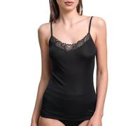 EGI Canotta Donna Spalla Stretta Cotone Filo di Scozia con Pizzo macramè, Top Intima Elegante Sottogiacca Made in Italy, Fresca Traspirante, Art. 123 (IT, Testo, XL, Regular, Regular, Nero)