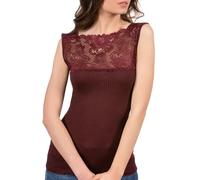 EGI Canotta Intima Donna a Costine in Lana Merinos e Microfibra - Canottiera a Spalla Larga con Pizzo, Sottogiacca Elegante, Morbida, Calda e Leggera Termica Invernale Made in Italy