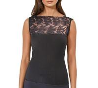 EGI Canotta Intima Donna a Costine in Lana Merinos e Microfibra - Canottiera a Spalla Larga con Pizzo, Sottogiacca Elegante, Morbida, Calda e Leggera Termica Invernale Made in Italy