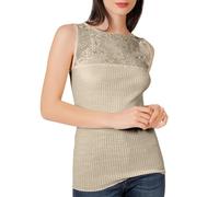 EGI Canotta Intima Donna a Costine in Lana Merinos e Microfibra - Canottiera a Spalla Larga con Pizzo, Sottogiacca Elegante, Morbida, Calda e Leggera Termica Invernale Made in Italy