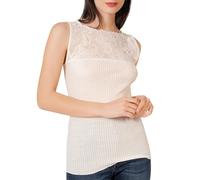 EGI Canotta Intima Donna a Costine in Lana Merinos e Microfibra - Canottiera a Spalla Larga con Pizzo, Sottogiacca Elegante, Morbida, Calda e Leggera Termica Invernale Made in Italy