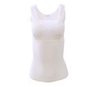 EGI®, Canottiera da donna in raffinato modal con dettagli in pizzo Realizzata con orgoglio in Italia., Naturale (Bianco sporco), S