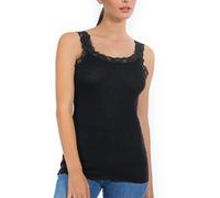EGI Canottiera Donna Lana Seta Elegante Pizzo Made in Italy Sottogiacca Intimo Top Donna, Art. 1491 (S-M, Nero)