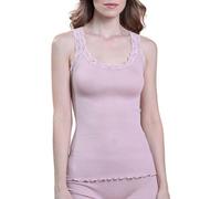 EGI Canottiera Donna Lana Seta Elegante Pizzo Made in Italy Sottogiacca Intimo Top Donna, Art. 1491 (S-M, Cipria)