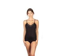 EGI Canottiera Donna Lana Seta Pizzo macramè con Spallina Articolo 144 Bianco O Nero (Nero, XXL)