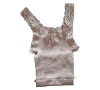 EGI Canottiera Spalla Stretta Plisse con Pizzo Donna Lana 85% e Seta 15% Realizzato Interamente in Italia Ottima Qaulità Art. 1491 (L, Conchiglia)