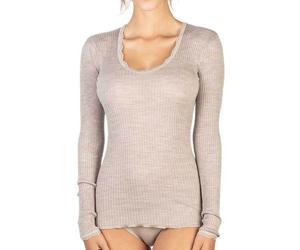 Egi Maglia Da Donna In Lana A Costina Manica Lunga Scollo Tondo