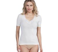 Egi Maglia Da Donna Lana E Seta Manica Corta Con Pizzo