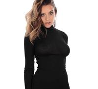 Egi Maglia Donna Dolcevita Manica Lunga Lana E Seta A Costina