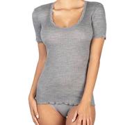 Egi Maglia Donna In Lana Manica Corta Scollo Tondo Su Tessuto A Costina