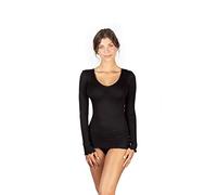 EGI Women's Pleated Wool And Silk Long Sleeve Sweater 1493 - Nero, S/M