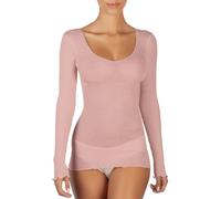 EGI Maglia Donna Manica Lunga Lana Seta Microcostina Elegante Intimo Morbido Caldo Made in Italy (IT, Testo, S, M, Regular, Regular, Cipria)
