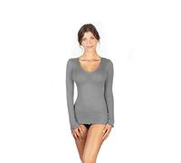 EGI Maglia Donna Manica Lunga Lana Seta Microcostina Elegante Intimo Morbido Caldo Made in Italy (IT, Testo, L, XL, Regular, Regular, Grigio)