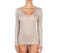 EGI Maglia Donna Manica Lunga Lana Seta Microcostina Elegante Intimo Morbido Caldo Made in Italy (IT, Testo, L, XL, Regular, Regular, Noce)