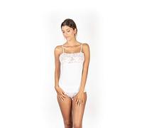 EGI Top Donna Spalla Stretta Micromodal Pizzo Intimo Elegante Morbido Made in Italy (IT, Testo, L, Regular, Regular, Bianco)