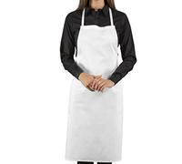 Egidio Alfio SET DA 5 PEZZI GREMBIULE DA CUCINA CON PETTORINA IN PURO COTONE - IN OFFERTA - MADE ITALY - (bianco) (Bianco)